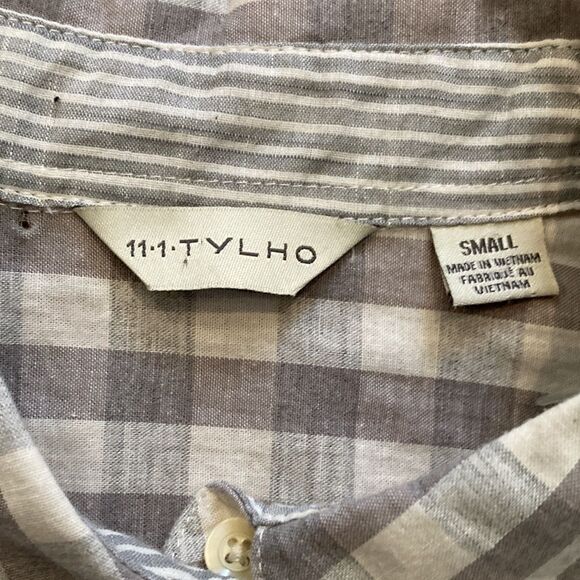 Anthropologie 11.1.Tylho gray and white checked blouse size small - Picture 5 of 8
